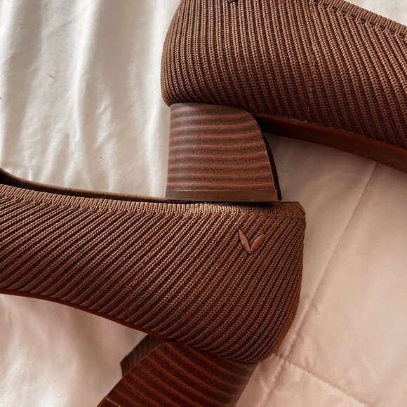 VIVAIA Margot Melody Chunky 1.8 Heels Shoes Pumps Ribbed Square Toe Espresso 8.5 - Picture 2 of 10